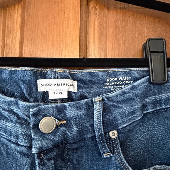 Good American Palazzo Crop Blue Wide Leg Denim - Picture 6 of 10